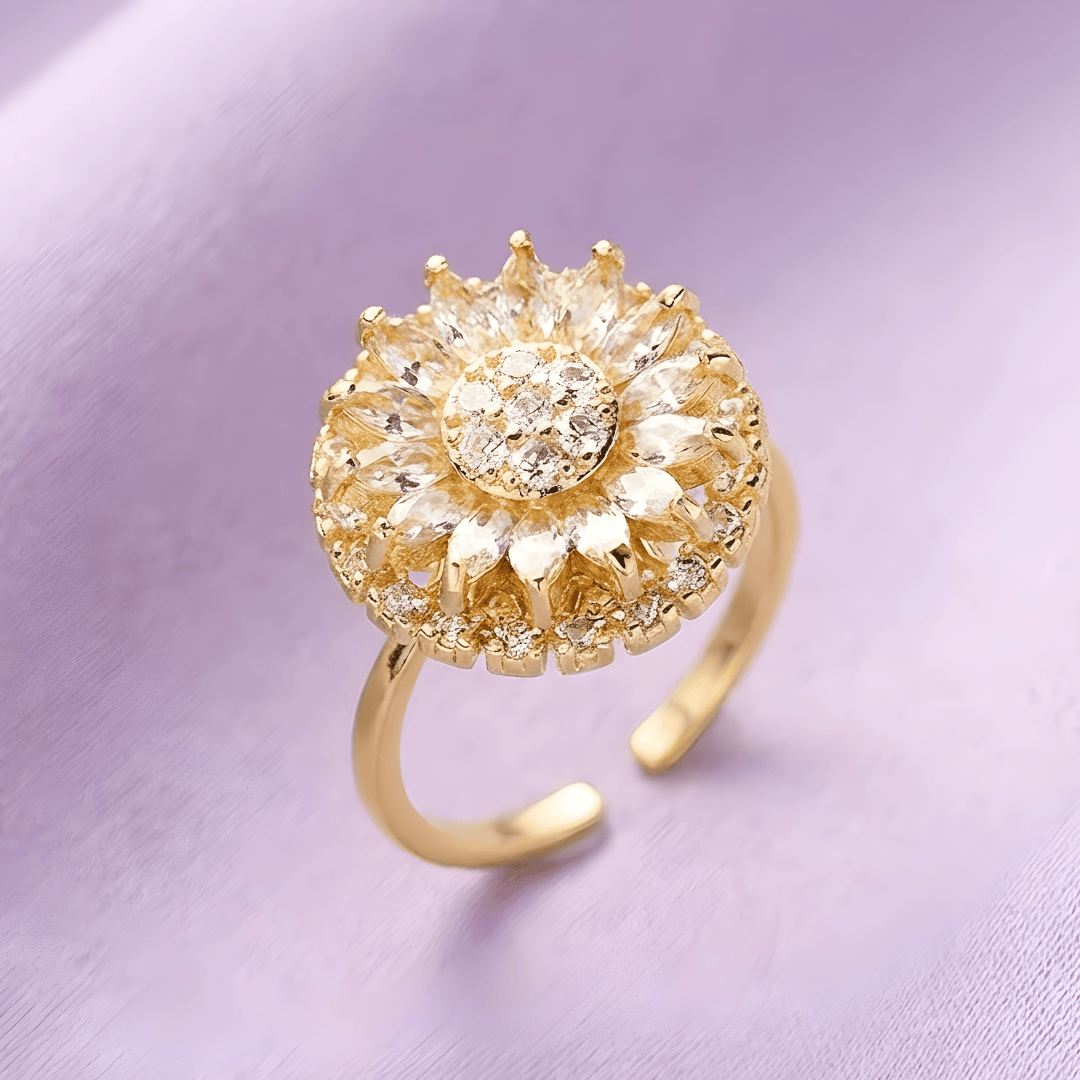 Zirconia Charming Sunflower Ring (Adjustable)