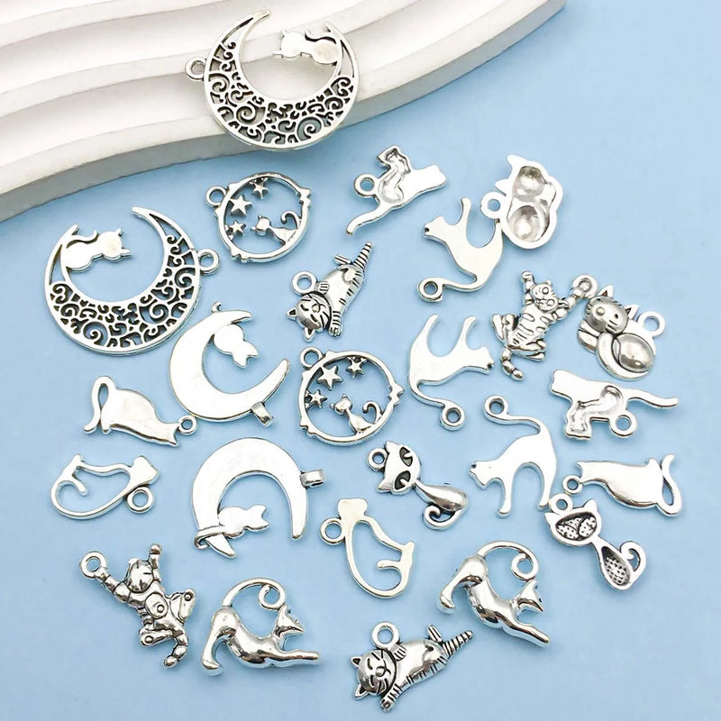 Vintage Silver Cat Charms Collection