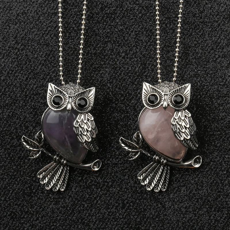 Crystal Owl Wisdom Pendant Necklace