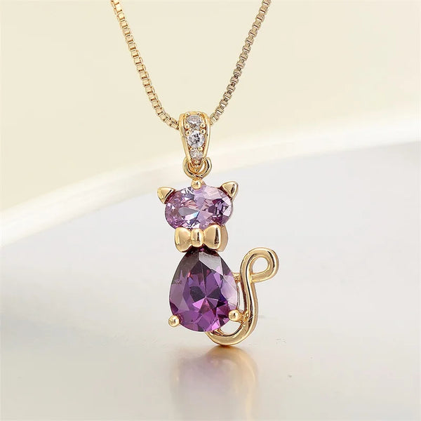 Crystal Cat Pendant Necklace
