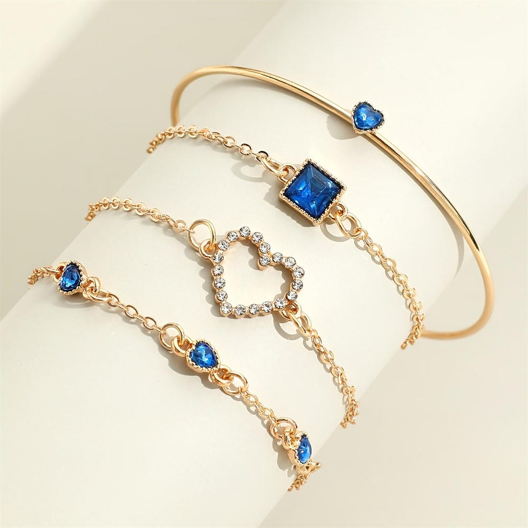 Sapphire Hearts Bracelet Set