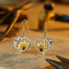 Vintage Boho Sunflower & Bee Heart Dangle Earrings