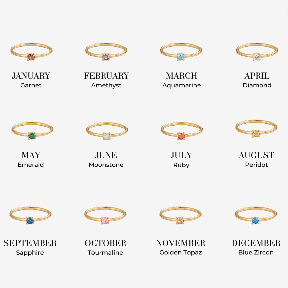 Birthstone Gold Rings