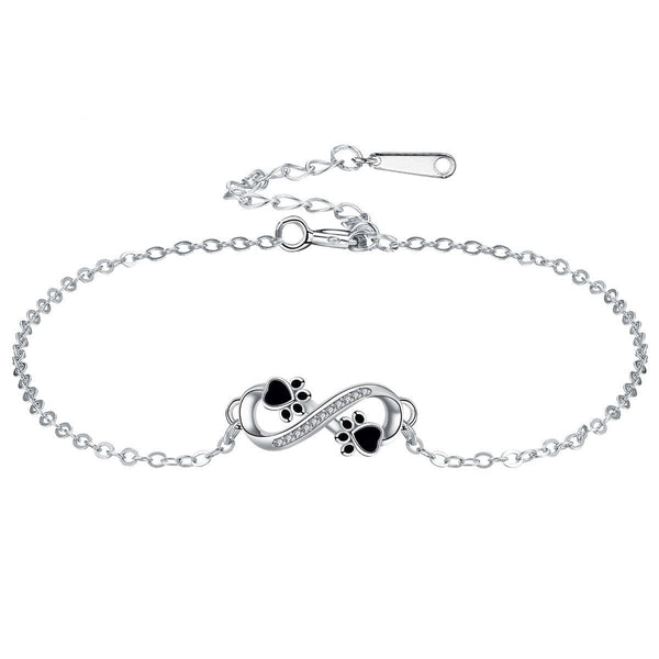 Infinite Symbol Pendant Pet Paw Bracelet with Zirconia