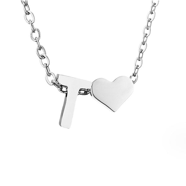 Timeless Initial Necklace with Heart Charm