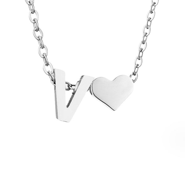 Timeless Initial Necklace with Heart Charm