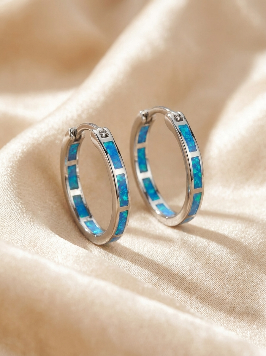 Ocean-Inspired Silver and Opal Luxury Earrings