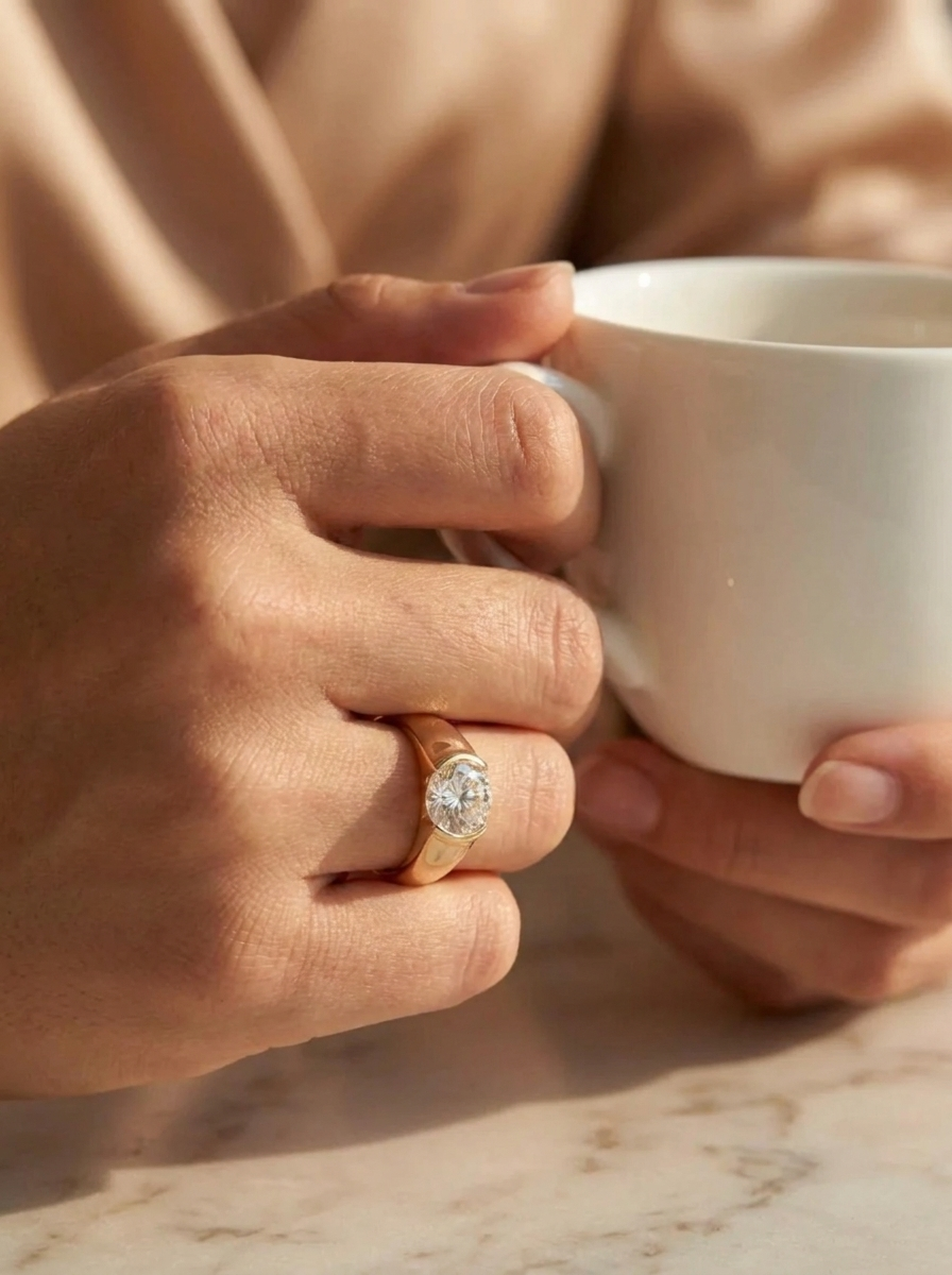 Elegant Vintage Gold Zirconia Ring