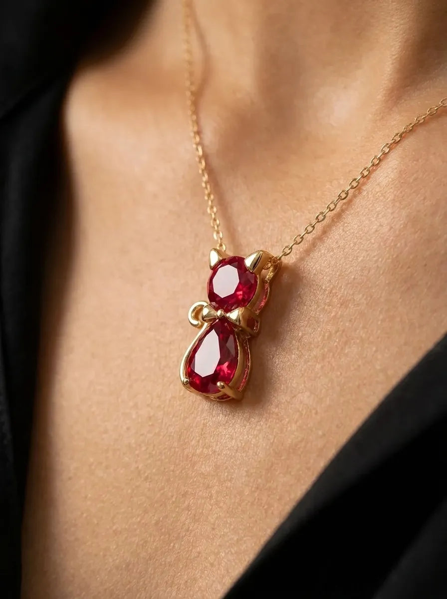 Crystal Cat Pendant Necklace