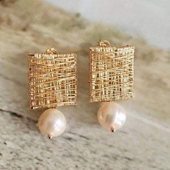 Timeless Golden Threads Pearl Earrings