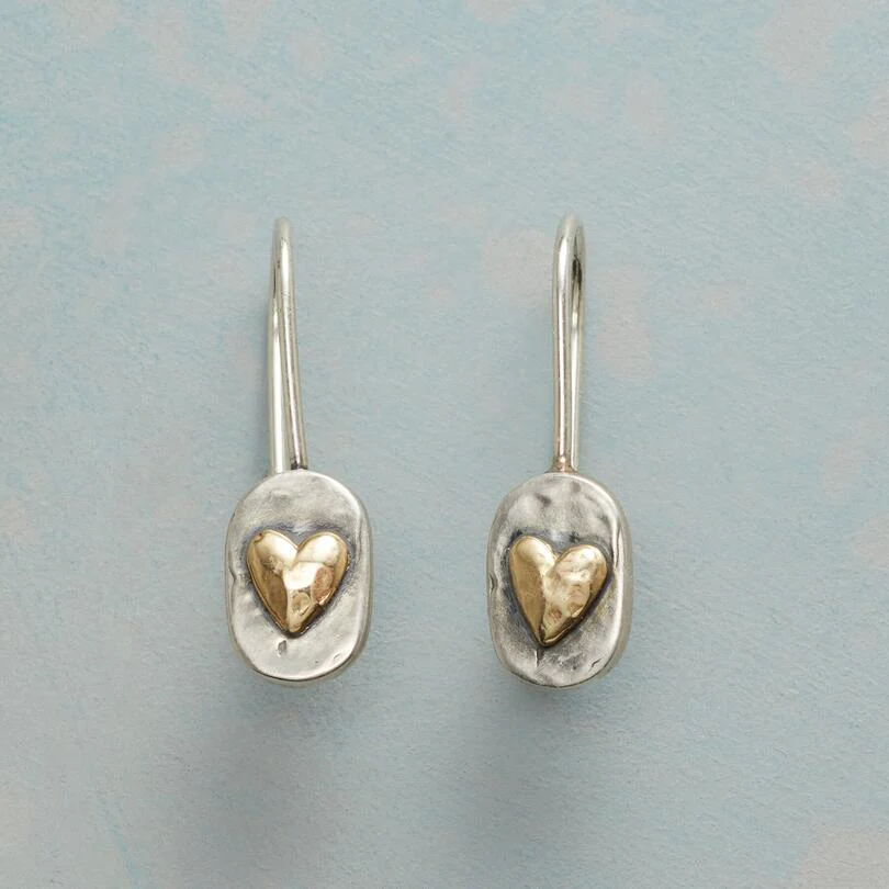 Vintage Silver Heart Earrings in Gold