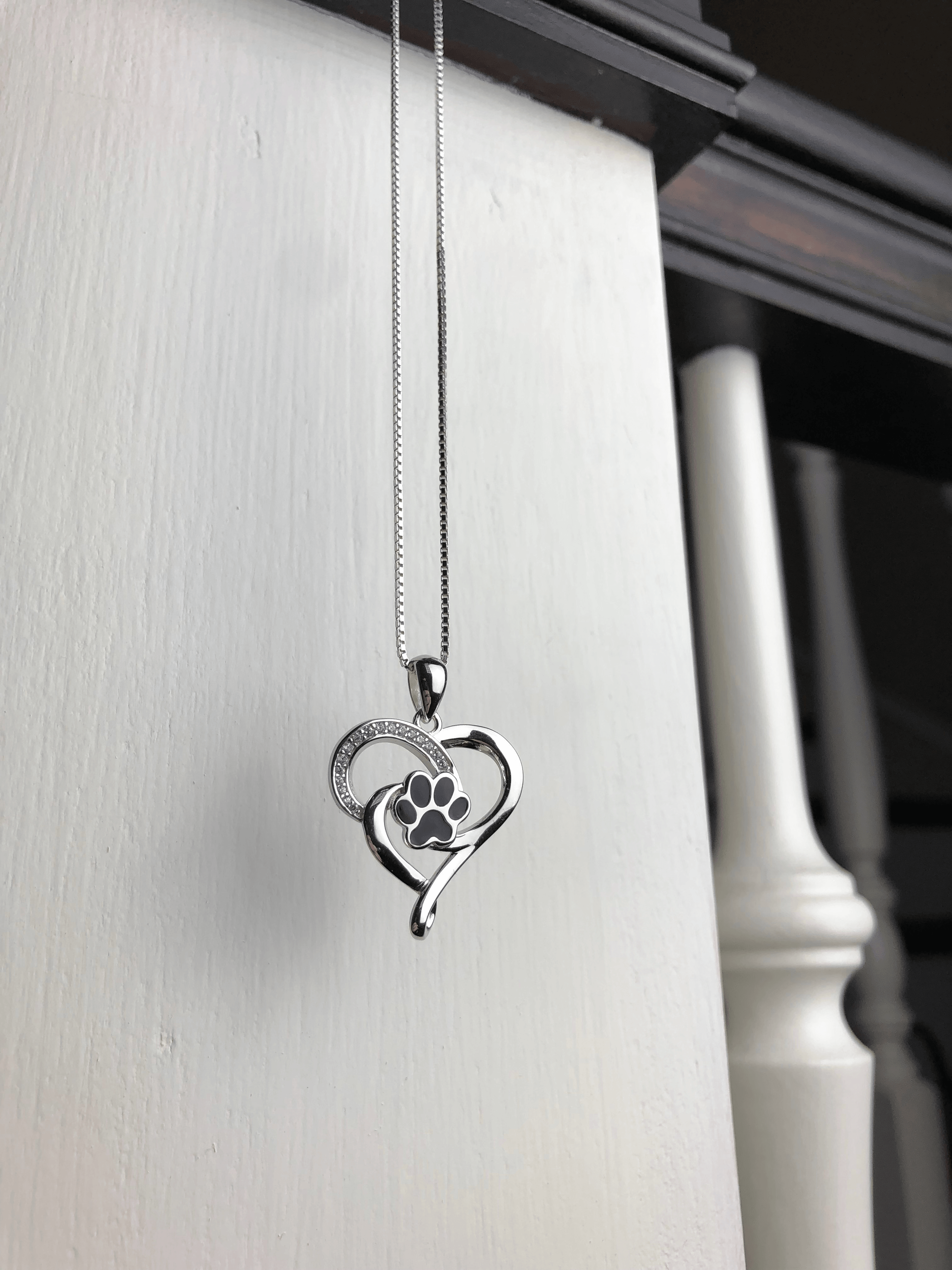 Stainless Steel Infinity Necklace with Heart & Paw