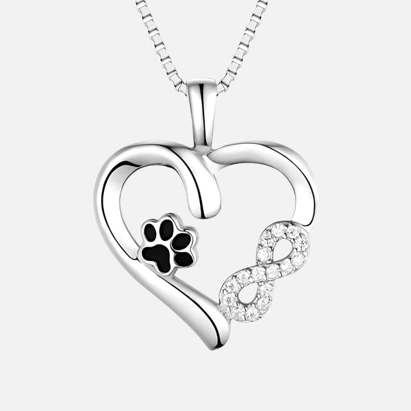 Paw and Heart Necklace with Infinity Charm