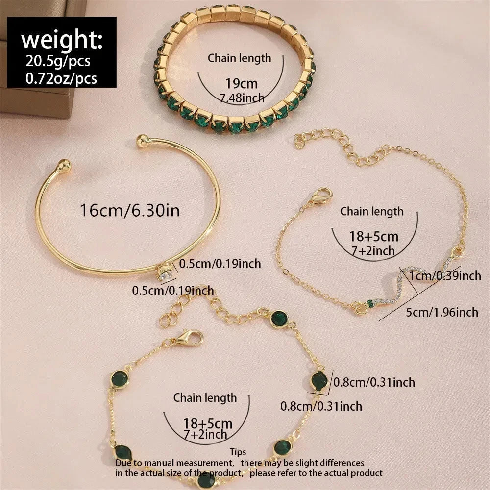 Emerald Layered Bracelet Set